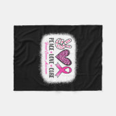 ピースラブキュールレオパード乳がん認識度 フリースブランケット (正面(横))