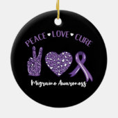 ピースラブキュール片頭痛認識度リボン セラミックオーナメント (裏面)
