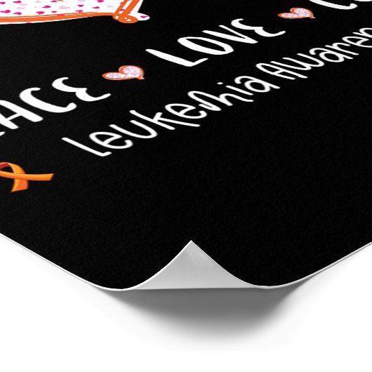 ピースラブキュール白血病認識度メンズウィメンズキッズ ポスター (角)