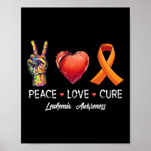 ピースラブキュール白血病認識度メンズウィメンズキッズ ポスター (正面)