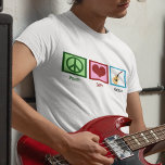 ピースラブギター Tシャツ<br><div class="desc">平和サイン、ハート、ギターデザインはバンド素晴らしの誰かのために贈り物をする。</div>