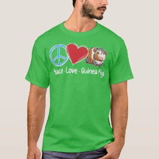 ピースラブギニア豚かわいいモルモット動物の愛 Tシャツ