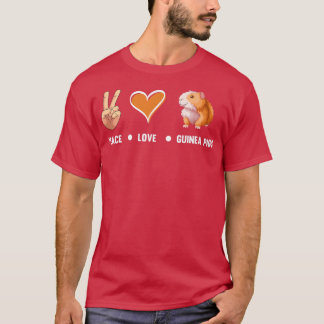 ピースラブギニア豚かわいいモルモット恋人グイン Tシャツ