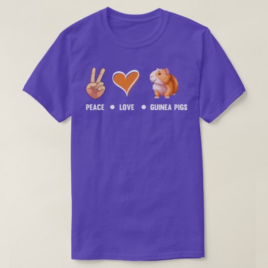 ピースラブギニア豚かわいいモルモット恋人グイン Tシャツ (デザイン正面)