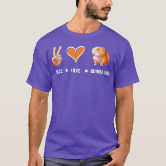 ピースラブギニア豚かわいいモルモット恋人グイン Tシャツ