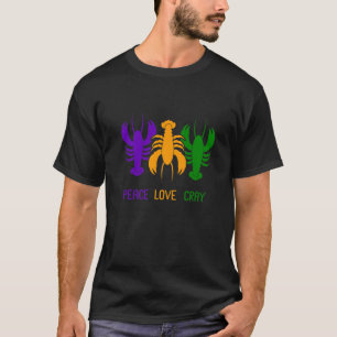 ピースラブクレイフィッシュロブスターファンクロフィッシュマルディグラ Tシャツ