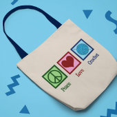 ピースラブクロシェかわいいモノグラムクラフト トートバッグ