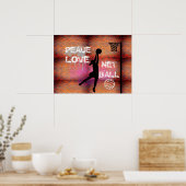 ピースラブグラフィティネットボール引用文 ポスター (キッチン)