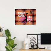 ピースラブグラフィティネットボール引用文 ポスター (ホームオフィス)