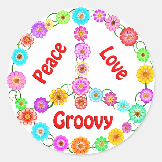 ピースラブグルービー ラウンドシール (正面)