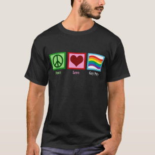 ピースラブゲイプライドパレード虹の旗 Tシャツ