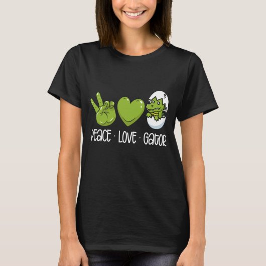 ピースラブゲーターバックプリントアリゲーター Tシャツ (正面)