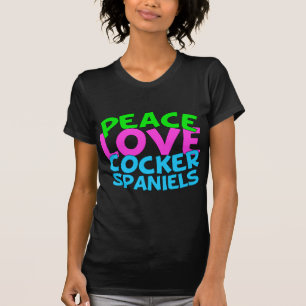 ピースラブコッカースパニエル犬 Tシャツ