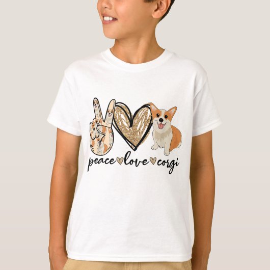 ピースラブコルギおもしろい犬母の日の贈り物 Tシャツ (正面)