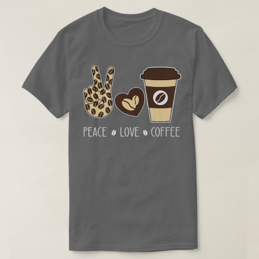 ピースラブコーヒーヒョウ愛好家コーヒー中毒お尻 Tシャツ (デザイン正面)