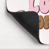 ピースラブコーヒーレトロ70ズピンクブラウン マウスパッド (コーナー)