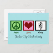 ピースラブコーラスかわいいカスタマイズ可能なティール（緑がかった色） ポストカード (正面/裏面)