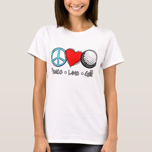 ピースラブゴルフことわざ Tシャツ (正面)