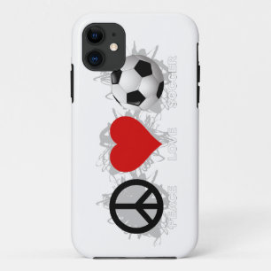 ピースラブサッカーのエンブレムiPhone 5ケース iPhone 11 ケース