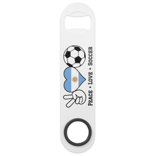 ピースラブサッカーアルゼンチンバー鍵 スピード栓抜き (正面)