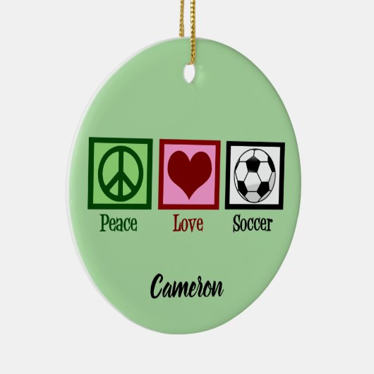 ピースラブサッカーカスタムクリスマス セラミックオーナメント (右)