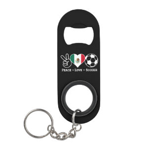 ピースラブサッカーキーチェーンボトルオープナー キーホルダー栓抜き