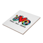 ピースラブサッカー絞り染めデザイン女子10代の女子 タイル (側面)