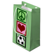 ピースラブサッカー選手誕生日カスタムフンボール スモールペーパーバッグ (裏面アングル)