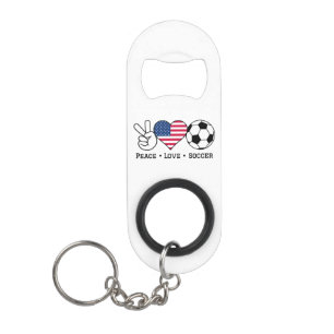 ピースラブサッカーUSAキーチェーンボトルオープナー キーホルダー栓抜き