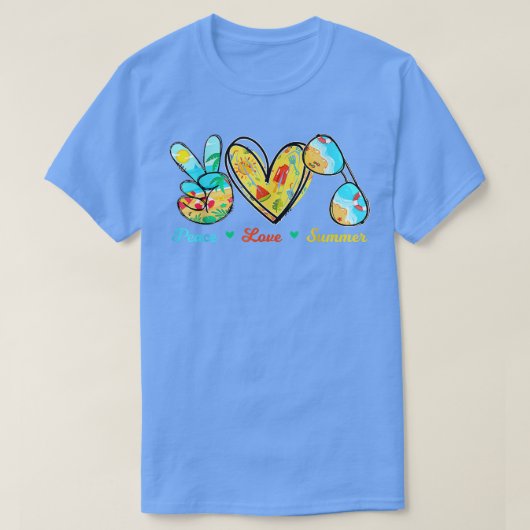 ピースラブサマーサングラスクルーズビーチ Tシャツ (デザイン正面)