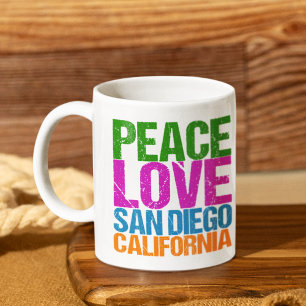 ピースラブサンディエゴカリフォルニア コーヒーマグカップ