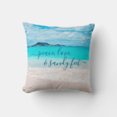 ピースラブサンディ足ハワイ熱帯ビーチ写真 クッション (正面)