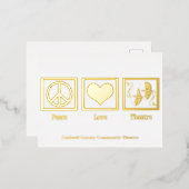 ピースラブシアターカンパニーカスタムクリスマス金ゴールド 箔シーズンポストカード (正面/裏面)