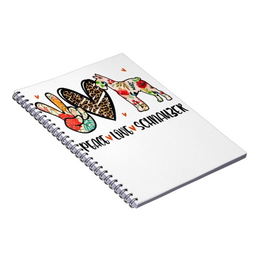 ピースラブシュナウザーおもしろいギフトドッグ恋人 ノートブック (右側)