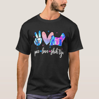 ピースラブシーズー(犬)ズドッグ Tシャツ
