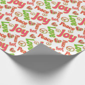 ピースラブジョイおもしろいレトロ絞り染めクリスマス ラッピングペーパー (角)