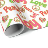 ピースラブジョイおもしろいレトロ絞り染めクリスマス ラッピングペーパー (ロールコーナー)