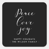 ピースラブジョイエレガントホワイトフォント スクエアシール (正面)