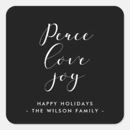 ピースラブジョイエレガントホワイトフォント スクエアシール
