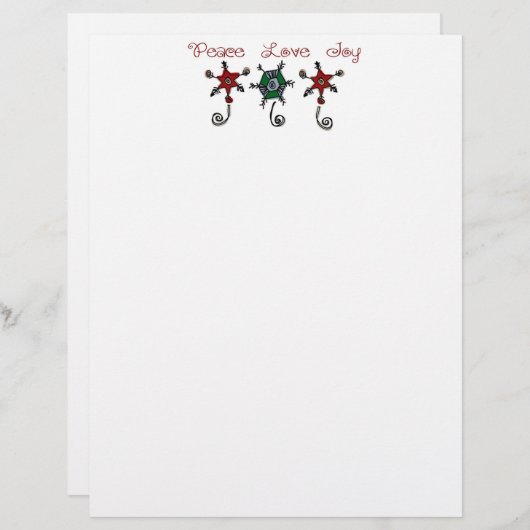 ピースラブジョイオーナメントクリスマスレター紙 (正面/裏面)