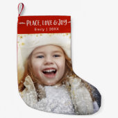 ピースラブジョイカスタムー金ゴールド星名年 スモールクリスマスストッキング (正面)