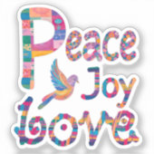 ピースラブジョイカラフルクリスマス&ハヌカー シール (正面)