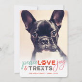 ピースラブジョイカラフルトリートドッグ恋人フォトペット シーズンカード (正面)