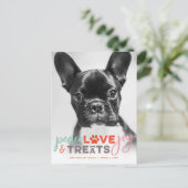 ピースラブジョイカラフルトリートドッグ恋人フォトペット シーズンポストカード (スタンド正面)