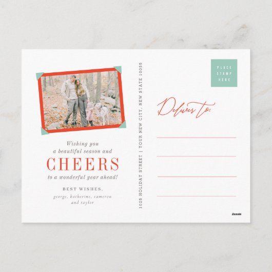 ピースラブジョイカラフルトリートドッグ恋人フォトペット シーズンポストカード (裏面)