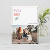 ピースラブジョイクリスマスフォトホリデーカード シーズンカード (スタンド正面)