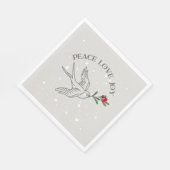 ピースラブジョイクリスマスホリデーレッドベリー スタンダードランチョンナプキン (角)