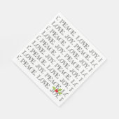 ピースラブジョイクリスマスホリーフェスティバルホリディーズ スタンダードランチョンナプキン (角)