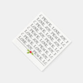 ピースラブジョイクリスマスホリーホリデイおもしろい スタンダードカクテルナプキン (角)