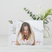 ピースラブジョイクリスマス赤い雪片 |写真 シーズンカード (スタンド正面)